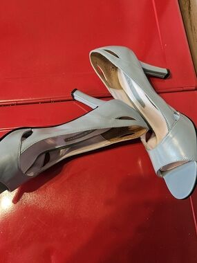 Light Blue Peep-Toe High Heels - Women's Dress Pumps